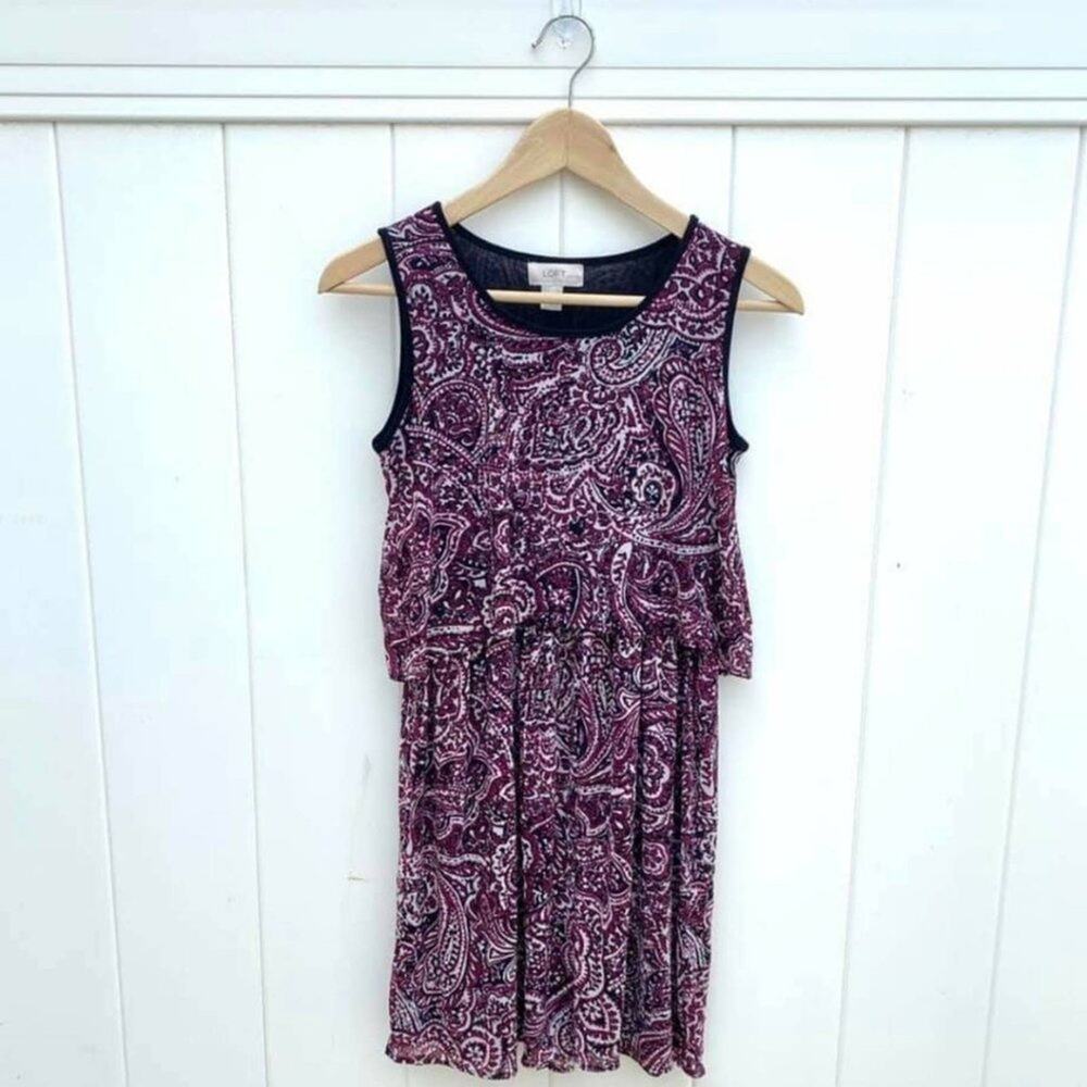 LOFT Blouson Sleeveless Paisley Dress